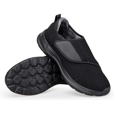 Winter Heren Laarzen Orthopedie Brede Voeten Gezwollen Schoenen voor Mannen Hallux Valgus Verstelbaar Zacht Comfortabel Diabetische Mannenschoenen 39 black