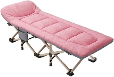 Opklapbed - Kampeerbed Gastenbed - Kantoorrust Kamperen - Opvouwbaar Ontwerp - 165 x 65 cm - Roze