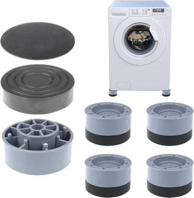 4x Universele Antislip Trillingsdempers voor Wasmachine en Droger - Rubberen Voeten voor Stabiliteit en Geluidsreductie (Grijs)