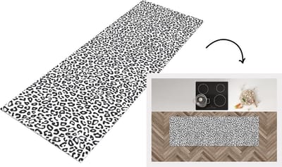 Keukenloper - Loper keuken - Design - Panterprint - Zwart - Wit - Patronen - 150x50 cm - Keukenloper vinyl