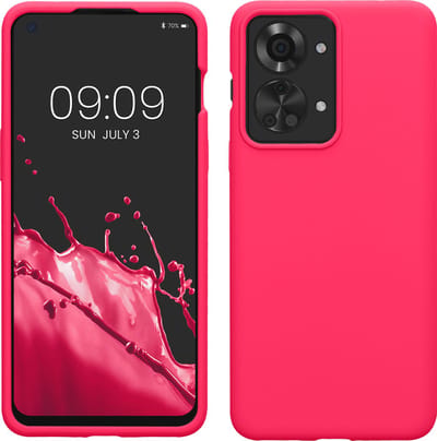kwmobile telefoonhoesje geschikt voor OnePlus Nord 2T 5G - Hoesje met siliconen coating - Smartphone case in neon roze
