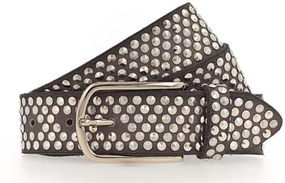 b.belt Leren riem Nietengürtel Zoe Gold W105 Taupe grijs