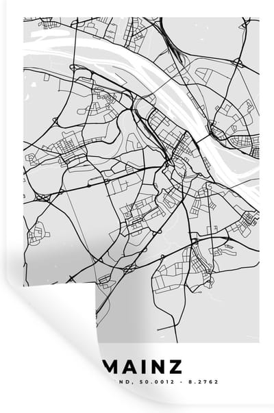 Muurstickers - Sticker Folie - Stadskaart - Duitsland - Mainz - Plattegrond - Kaart - 20x30 cm - Plakfolie - Muurstickers Kinderkamer - Zelfklevend Behang - Zelfklevend behangpapier - Stickerfolie