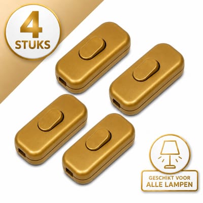 DEGG - Snoerschakelaar - GOUD - 450Watt - 230V - Energie besparing - Premium kwaliteit - lampen schakelaartjes - 4 STUK(S)