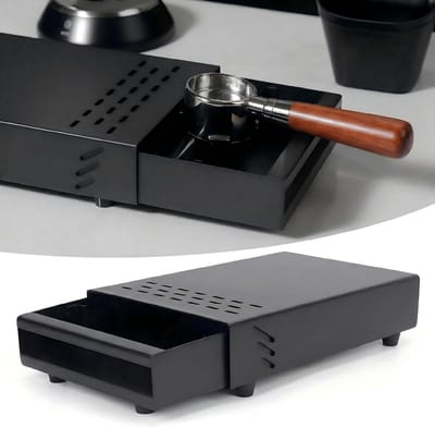 VHV - Uitklopbak - Afklopbak - Uitklopbak lade - Espresso accessoires - Koolstofstaal - Antislip - Voor koffiemachine en barista - 28CM - Zwart