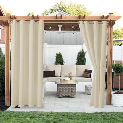 Buiten Gordijnen - Terras Gordijnen - Weerbestendig Buiten - Waterdicht UV-bestendig - 230x270cm - Beige