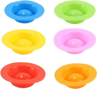 Set van 6 eierdopjes, zachte eierdopjes, ronde stapelbare eierdopjes van siliconen, set voor ontbijteierhouders voor keuken en camping, kleurrijk