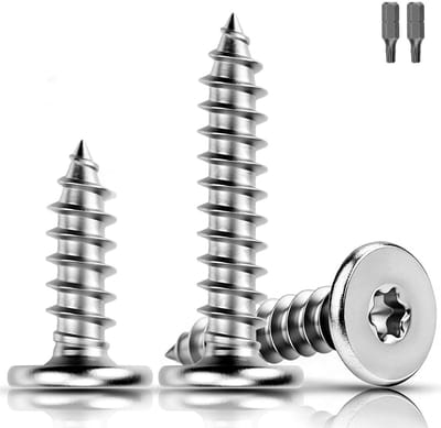 Set van 120 RVS Houtschroeven, M3 x 12 mm, Zelftappende Torx Schroeven, Platkop, Ideaal voor Houtbewerking en Meubelmontage