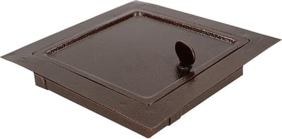 Schoorsteendeur 140x140mm Antiek Koperkleurig met Warmteschild - Openen met Schroef of Munt
