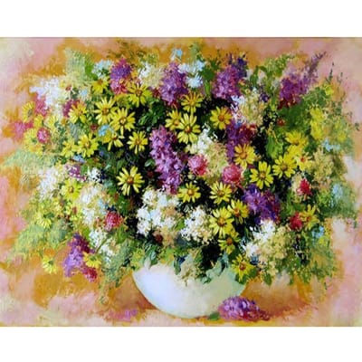 Diamant schilderij kruissteek bloemenvaas kristal handwerk diamant borduurwerk paarse bloemen decor 20X30CM black