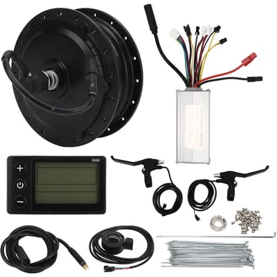 Elektrische Fiets Conversie Kit 36V 500W Voorwiel Naafmotor S866 Display Wiel Kit voor Vouwbare Mountainbikes For 24in Rim Spokes black