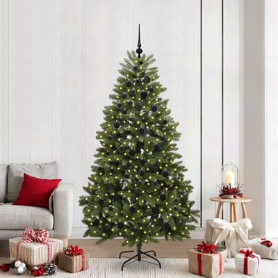 vidaXL - Kunstkerstboom - 210 - cm - 300 - LED's - Warmwit - PVC - en - Staal - Groen