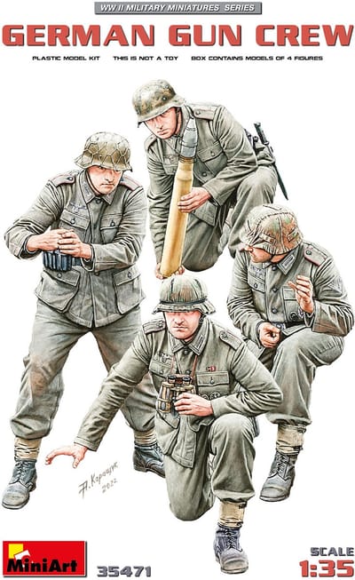 MiniArt Modelbouwpakket Militaire voertuigen - 35471 Duitse Soldaten WWII - Gun Crew - 4 Figuren Plastic - 1:35 - Modelbouw