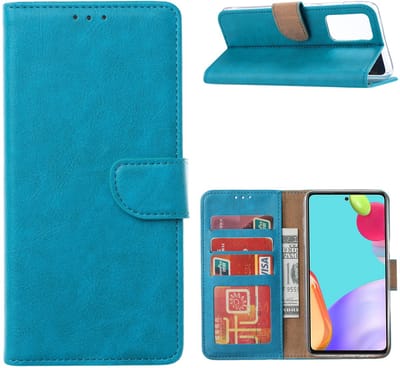 Samsung A52 hoesje Blauw - Samsung galaxy A52 5G bookcase met Pasjeshouder