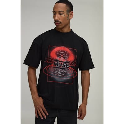 Oversized T-shirt Met Muse Licentie Print | Black | Size 4XL