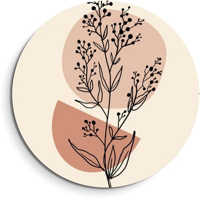 KitchenArt - Blush Botanical Line - Muurcirkel Binnen - ø 40 cm - Wandcirkel - Mét Ophangsysteem - Wanddecoratie - Muurdecoratie