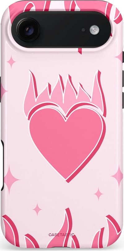 Casetastic hoesje geschikt voor Apple iPhone Air - MagSafe - Dubbellaagse bescherming - Hartenvuur - Fashion Case - Wit Koraal Lichtroze