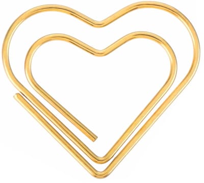 Fako Bijoux - 25x Clip Hart Goud - Sluitclip - Paperclip - Papierklem - Cadeauverpakking - Trouwen - Geboorte - Goudkleurig - 25 Stuks