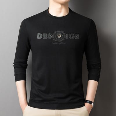 Herfst Nieuw Heren Bedrukt Ronde Hals Basis T-shirt Lange Mouw T-shirt Jeugd Trui Heren Trui XXXXL