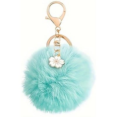 Porte-clés Pompon de Noël Multicolore Mode, Décoration Fleur de Cerisier Créative Accroche Sac à Dos, Cadeau Fête de Noël vert