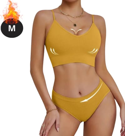 Bovista Lingerie Set Zonder Beugel - Zonder Bandjes - Push-up Bh's - Comfort Beha - Comfortabel - BH - Geel - Maat M