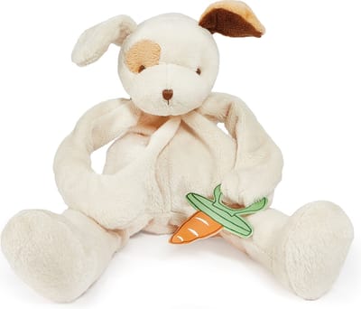 Bunnies By The Bay Knuffeldoekje met speenhouder Hond - Speendoekje - Extreem zacht - Klittenband sluiting voor speen - Machine-wasbaar - 25 cm - Beige