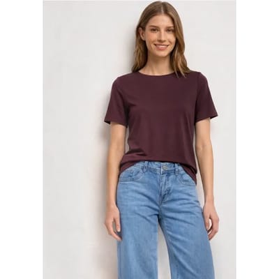 Basic Shirt met ronde hals in Unifarbe