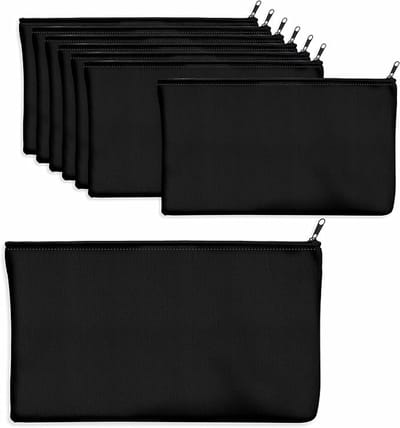 15 Pack Blank Katoen Canvas DIY Craft Rits Zakken Pouches Potlood Case Voor Make-up Cosmetische Toilettas Stationaire Opslag（Zwart）