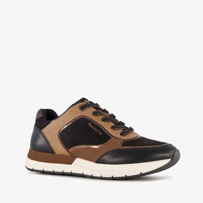 Tamaris dames sneakers bruin zwart