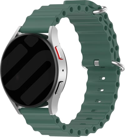 Strap-it Universeel 22mm Ocean siliconen bandje - geschikt voor Samsung Galaxy Watch 3 45mm / 1 46mm / Gear S3 - Polar Vantage M / V3 / Grit X - Amazfit GTR 47mm / GTR 2-3-4 / Balance / Xiaomi Mi Watch / Watch S1 / S3 / 2 Pro - groen