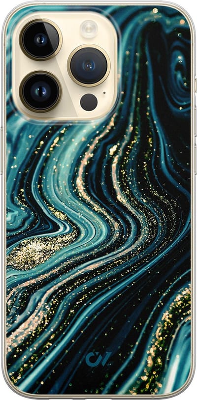 Hoesje geschikt voor Apple iPhone 14 Pro - Blue Marble Waves - - Blauw - Apple - Casevibes