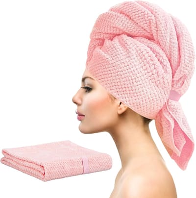 Haarhanddoek - Microvezel Handdoek voor Haar - Haar Badhanddoeken - Sneldrogend - Snel Drogend - 1 Stuk Hair Towel - 60x100CM - Haarhanddoek Microvezel - Roze
