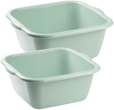 Plasticforte afwasteilen set - afwasbak - kunststof - 6 en 10 liter - Groen - huishoud emmers