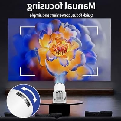 Draagbare projector met Wi-Fi en 1080P ondersteuning, 270° verstelbare LED filmprojector met trapeziumcorrectie voor Android en USB TV Stick