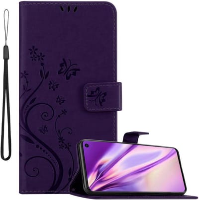 Cadorabo Hoesje geschikt voor Samsung Galaxy S10 4G in BLOEMEN DONKER PAARS - Beschermhoes in bloemmotief met magnetische sluiting, standfunctie en kaartsleuven Book Case Cover Etui