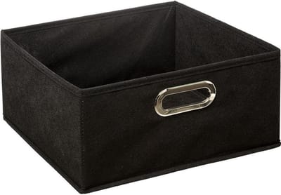 5Five Opbergmand/kastmand - zwart - linnen - 14 liter - 31 x 31 x 15 cm - Opbergbox - Vakkenkast manden
