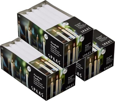 Spaas Huishoudkaarsen - 60x - wit - 18 cm - 6 branduren - lange kaarsen - tafelkaarsen - Geurloze kaarsen - Dinerkaarsen/tafelkaarsen/kandelaarkaarsen