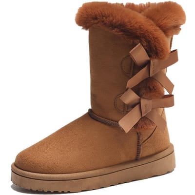 Mode Nieuwe Ronde Neus Strik Sexy Warm Casual Wandelschoenen Winter Grote Maat Plus Fluweel Comfortabel Sneeuwschoenen voor Dames 41