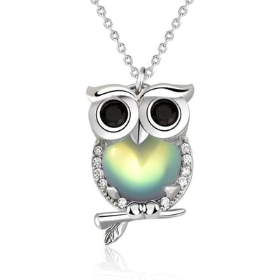 Originele S925 Sterling Zilver Uil Ketting Vrouwen Europees en Amerikaans Niche Ontwerp Maansteen Hanger Sleutelbeen Ketting gray