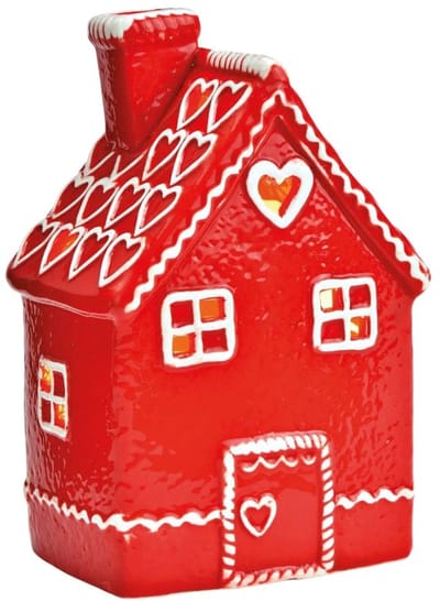 Peperkoekhuisje Lichthuisje - Rood Keramiek - 10 x 16 x 8 cm - Wurm