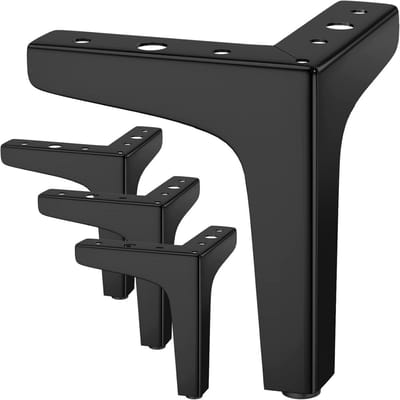 GELLDG 4 Meubelpoten - Metalen Tafelpoten - Hoog Draagvermogen - Met 4 Voetkussentjes - Driehoekige Meubelpoten - Geschikt voor Kasten, Banken, Krukken - Zwart - 17 cm