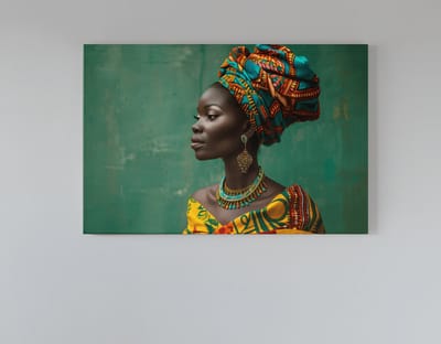 Canvas Schilderij - Afrikaanse Vrouw - Portret - Wanddecoratie - 60x40x2 cm