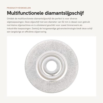 Dailygoods- Diamantslijpschijf 52 mm - Slijpschijf voor kleine slijpmachines - Schuurgereedschap - Galvanotechnologie - Slijtvast - Hoogwaardige snijsnelheid