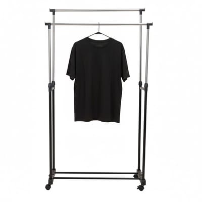 Benson Kledingrek - op wieltjes - dubbele stang - verstelbaar - 160 cm - metaal