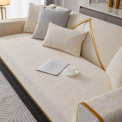 Bronzing Jacquard Bankhoes Scandinavisch Goudrand Pluche Antislip Bankhoes Kussen Modern Winter Stofdicht Bankzittinghoes Decor 70x70cm 1pcs