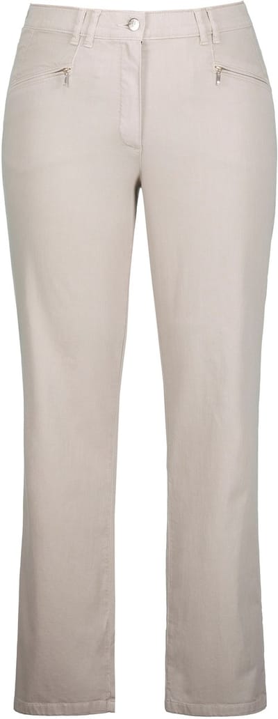 Ulla Popken - Dames - Zomerbroek Mony comfortabel licht ritszakken stretch - Cement - Maat 21