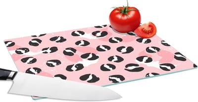 Glazen Snijplank - 28x20 - Panterprint - Deren - Design - Roze - Snijplanken Glas