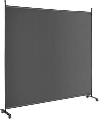 COSTWAY 184 x 184 cm kamerverdeler op wieltjes, kamerscherm 1-delig, opvouwbare scheidingswand, van stof, zichtbescherming voor meer privacy en flexibiliteit (grijs)