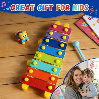 Kinder Xylofoon 8 Tonen Kleurrijk Glockenspiel 14,3 Cm Muziekinstrument Speelgoed Educatief Cadeau Voor Peuters blue