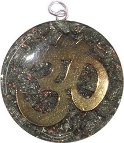 Green Tree Orgonite Hanger Rond met OHM Symbool en Pyriet – 5 x 4 cm – Bescherming & Balans